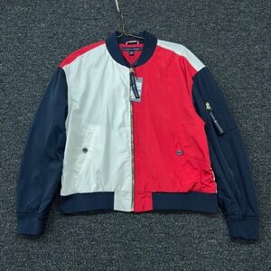 Tommy Hilfiger Mens Colorblock Bomber Jacket Red White Navy J9AJ0451 XL NWT